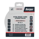 BERGER extra vékony turbo gyémánttárcsa 125x1,3x22,23/SH7mm