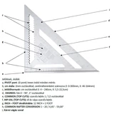 BERGER szögskálás talpas derékszög vonalzó 300x300mm