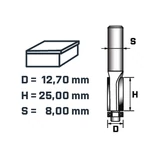 BERGER színelőmaró vezetőcsapággyal HM D12,7xH25xS8 mm
