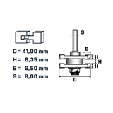 BERGER eresztékmaró vezetőcsapággyal HM D41xH6,35/B9,5xS8 mm