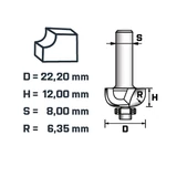 BERGER homorulatmaró vezetőcsapággyal HM D22,2xH12/R6,35xS8 mm