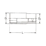 HANS 1/4" hosszú dugókulcsfej 14x50mm CrV 2300M14