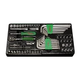 HANS 1/4" dugókulcs + hajlított csavarkulcs készlet 62r. TT-22G fiókmodul