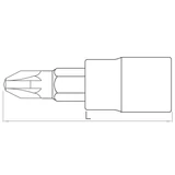 HANS 1/4" Pozidriv bit-dugókulcsfej PZ1 2023PZ1