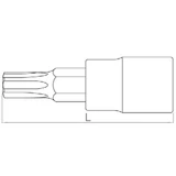 HANS 1/4" furatos TORX bit-dugókulcsfej TH27 2025TH27