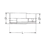 HANS 3/8" hosszú dugókulcsfej 7x63mm CrV 3300M07