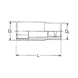 HANS 3/8" hosszú dugókulcsfej 10x63mm CrV 3300M10
