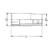 HANS 1/2" hosszú dugókulcsfej 13x76mm CrV 4300M13