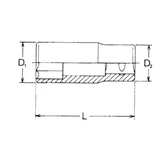 HANS 1/2" hosszú dugókulcsfej 21x76mm CrV 4300M21