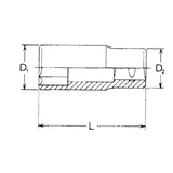 HANS 1/2" hosszú dugókulcsfej 8x76mm CrV 4300M08