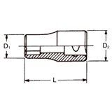 HANS 1/2" dugókulcsfej 12 szögű 22mm CrV 4402M22