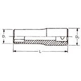 HANS 1/2" hosszú dugókulcsfej 12 szögű 13x76mm CrV 4302M13