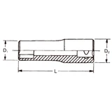 HANS 1/2" hosszú dugókulcsfej 12 szögű 30x76mm CrV 4302M30