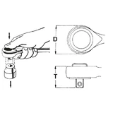 HANS 1/2" racsnis hajtókar és betét 30T CrV 4139