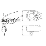 HANS 1/2" racsnis hajtókar teleszkópos 72T 315-445mm ERGO Quick CrV 4102-17GQ