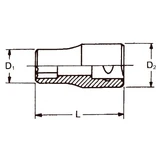 HANS 1/2" dugókulcsfej 12 szögű 8mm CrV 4402M08