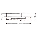 HANS 1/2" hosszú dugókulcsfej 12 szögű 8x76mm CrV 4302M08