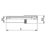 HANS 1/2" E-STAR hosszú dugókulcsfej E8x76mm CrV 4310E08