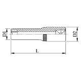 HANS 1/2" E-STAR hosszú dugókulcsfej E8x76mm CrV 4310E08