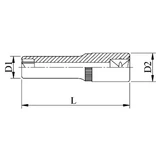 HANS 1/2" E-STAR hosszú dugókulcsfej E12x76mm CrV 4310E12