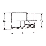 HANS 3/4" dugókulcsfej 12 szögű 17mm CrV 6402M17