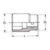 HANS 3/4" dugókulcsfej 12 szögű 50mm CrV 6402M50