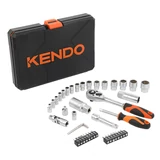 KENDO 1/4"+3/8" dugókulcskészlet 45r. 4-19mm No.90591