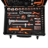 KENDO 1/4"+1/2" szerszámkészlet 161r. kerekes alu kofferben No.90703