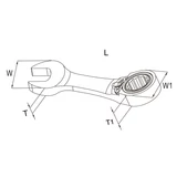 HANS racsnis csillag-villás kulcs, irányváltós, rövid 12mm CrV 1166S12