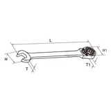HANS racsnis csillag-villás kulcs, irányváltós 13mm CrV 1166M13