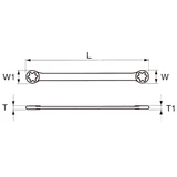 HANS extra hosszú csillagkulcs 17x19mm CrV 11051L1719