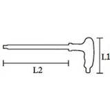 HANS T-nyelű gömbvégű imbuszkulcs SW4x72/150 CrV 1775M04