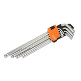 KENDO gömbvégű imbuszkulcs készlet extra hosszú 9r. SW1,5-10 CrV No.20737