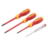 KENDO VDE szigetelt csavarhúzó készlet 3+1r. SL+PH+fázisceruza No.20481