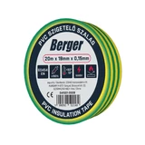BERGER PVC szigetelőszalag Zöld-sárga 20mx19mm/0,15mm