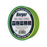 BERGER PVC szigetelőszalag Zöld-sárga 20mx19mm/0,15mm