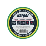 BERGER PVC szigetelőszalag Zöld-sárga 20mx19mm/0,15mm