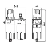 GAV levegőelőkészítő komplett egység 1/2" FRL-200 Vízleválasztó-olajzó
