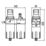 GAV levegőelőkészítő komplett egység 1/2" FRL-200 Vízleválasztó-olajzó