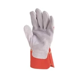 EP munkavédelmi bőrkesztyű, szürke marhahasíték/piros vászon kézhát 12-es No.1155