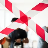 BERGER kordonszalag PE 250mx80mm/0,04mm piros/fehér