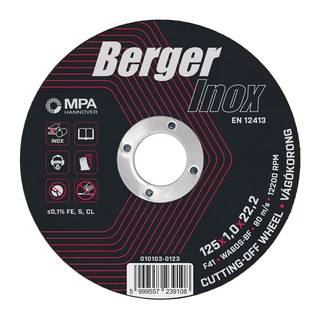 BERGER INOX vágókorong 125x1,0x22,2 A60S-BF