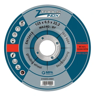 Z-TOOLS INOX tisztítókorong 125x6,5x22,2 WA24Q-BF