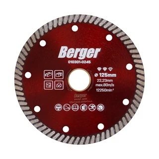 BERGER extra vékony turbo gyémánttárcsa 125x1,3x22,23/SH7mm