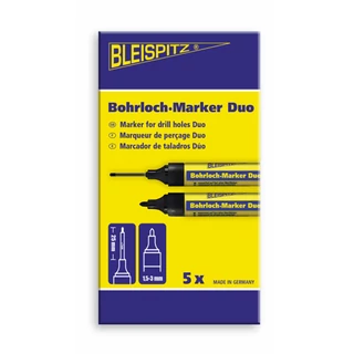 BLEISPITZ Duo kétvégű mélyfurat jelölőfilc 2x25/1,5-3,0mm fekete 5db No.1751
