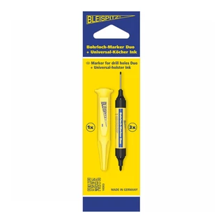 BLEISPITZ Duo kétvégű mélyfuratjelölő 2x25/1,5-3,0mm fekete készlet 3db filc + 1db övtok No.1904