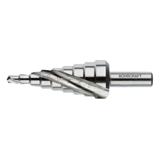 BOHRCRAFT lépcsős lemezfúró csavart hornyú HSS-E Co5 4-39/3mm 13 lépcsős No.6-S