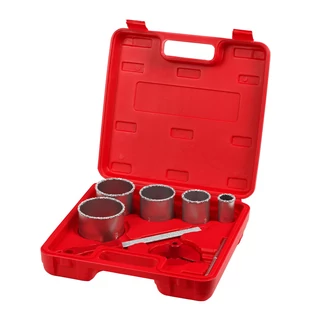 BERGER keményfém szemcsés csempelyukfúró készlet 8r. HM 33-83mm kofferben