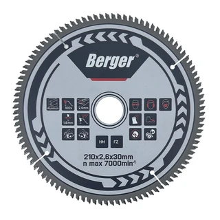 BERGER körfűrésztárcsa keményfém trapéz fogazattal HM 250x2,8x30mm Z100/FZ/TZ