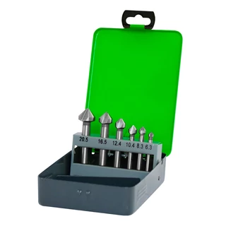 Z-TOOLS kúpsüllyesztő készlet 90° három vágóélű HSS 6r. 6,3-20,5 Metal-Box